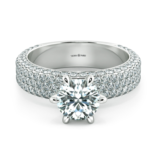 Nhẫn kim cương Solitaire Pavé bản rộng NKC1205